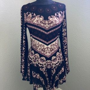 Free People Black and Purple Boho Dress
